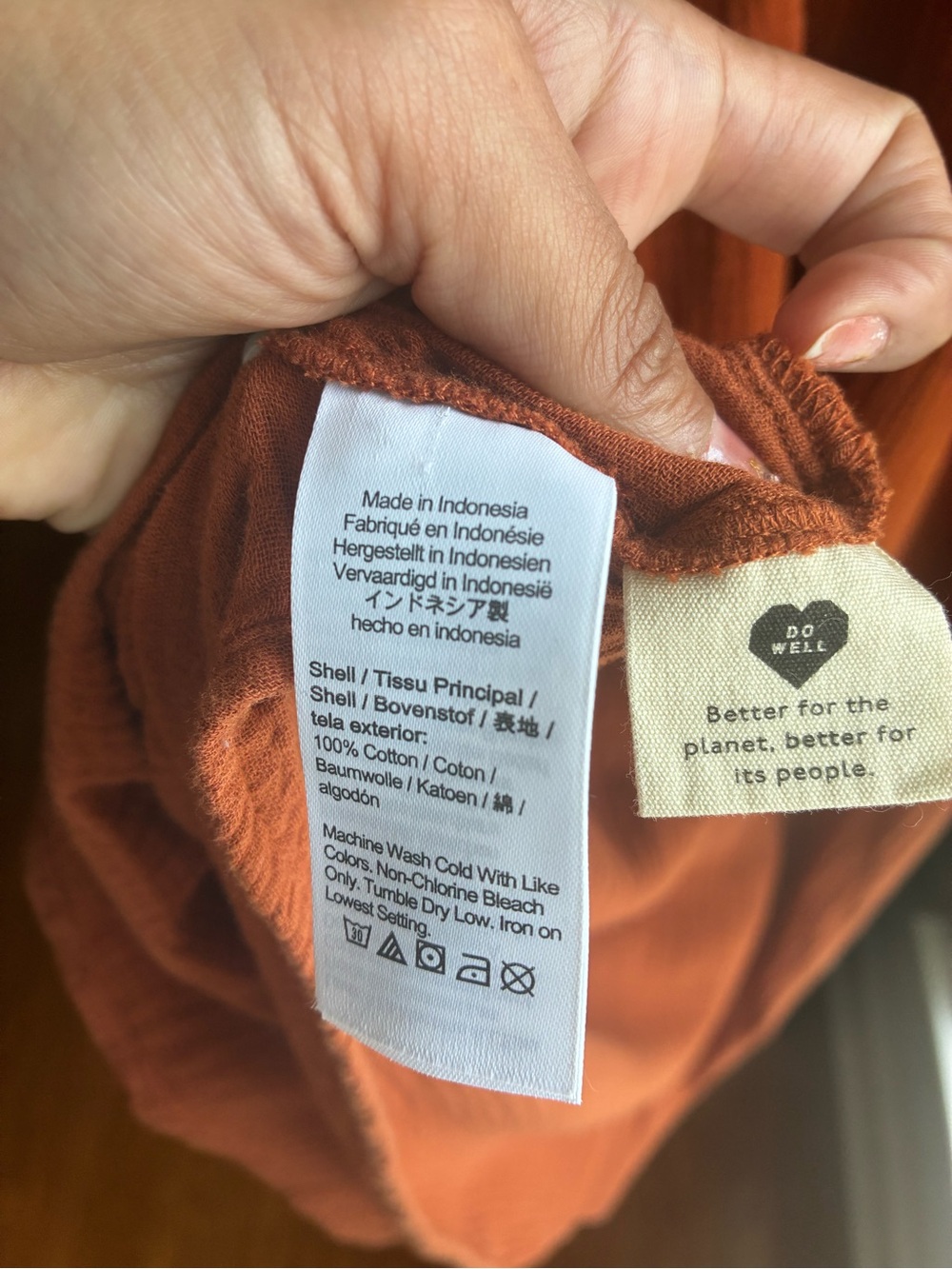 Madewell 100% Cotton Gauze Midi Dress Large Rust Orange Boho Cottagecore - Picture 9 of 9